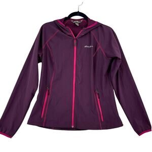 Eddie Bauer Hooded Jacket Women's Size M Plum Purple Stretch Nylon Blend